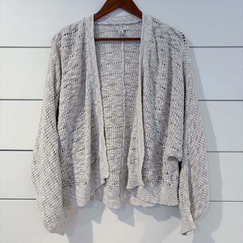 American Eagle Chunky Open Knit Cardigan L/XL Boho Coastal Grandma Cottagecore